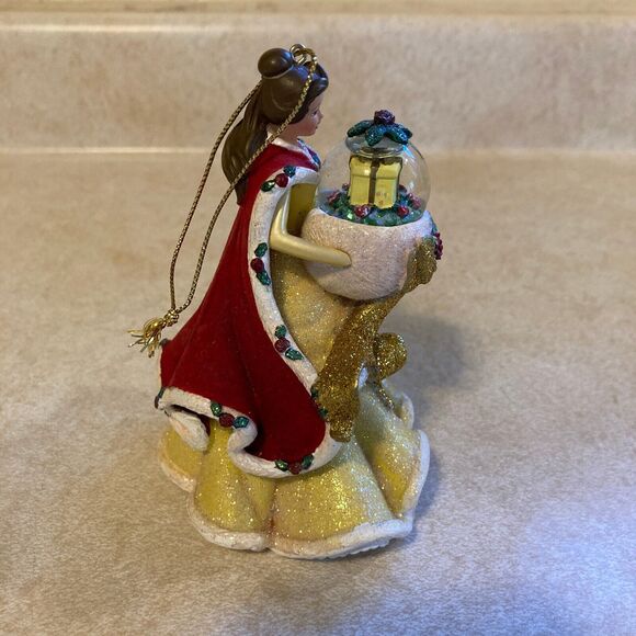Disney Princess Belle Ornament with Flocked Cape Holding Snow Globe - Picture 4 of 6